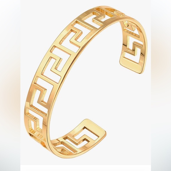 18 kt plated cuff bracelet Greek key design - Picture 1 of 4
